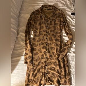 Motel Rocks Brown Paisley Mini Dress